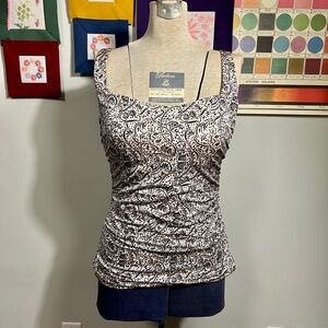 Athleta Tankini Top Size 38D/DD Abstract Floral Pattern Underwire Bra